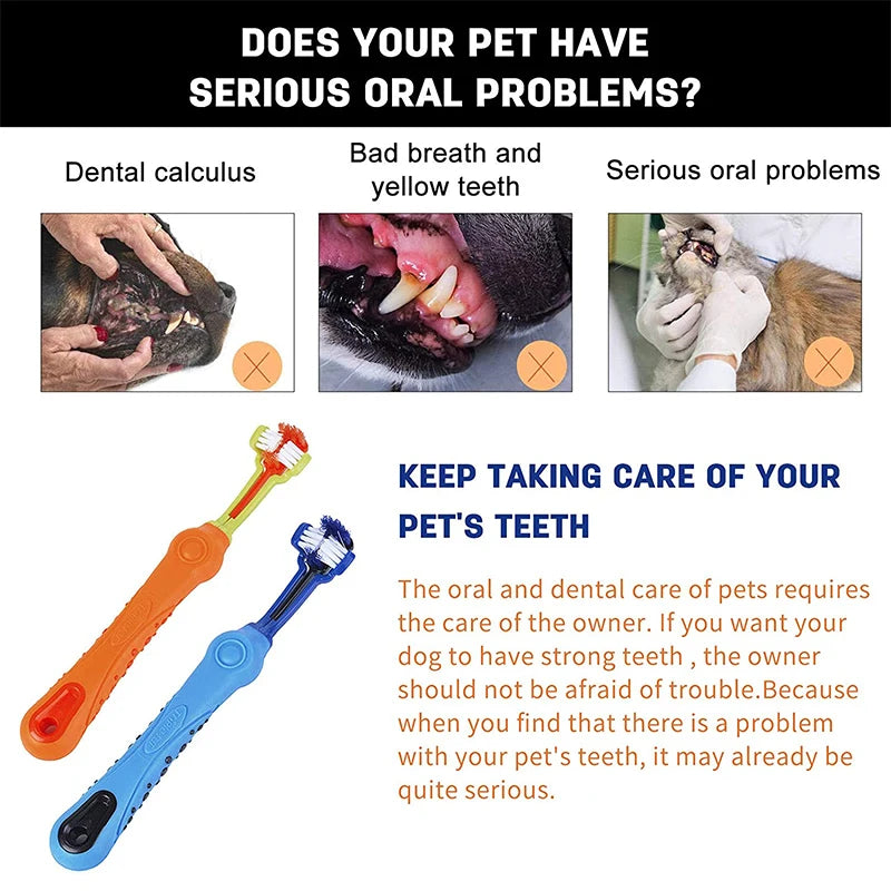 Three-Sided Pet Toothbrush